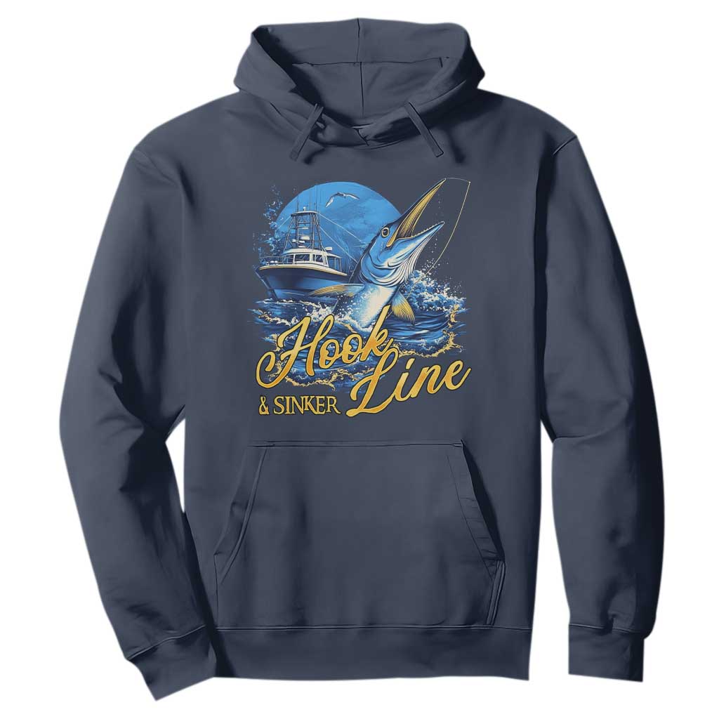 Fishing Boat Hoodie Hook Line and Sinker TS09 Navy Print Your Wear