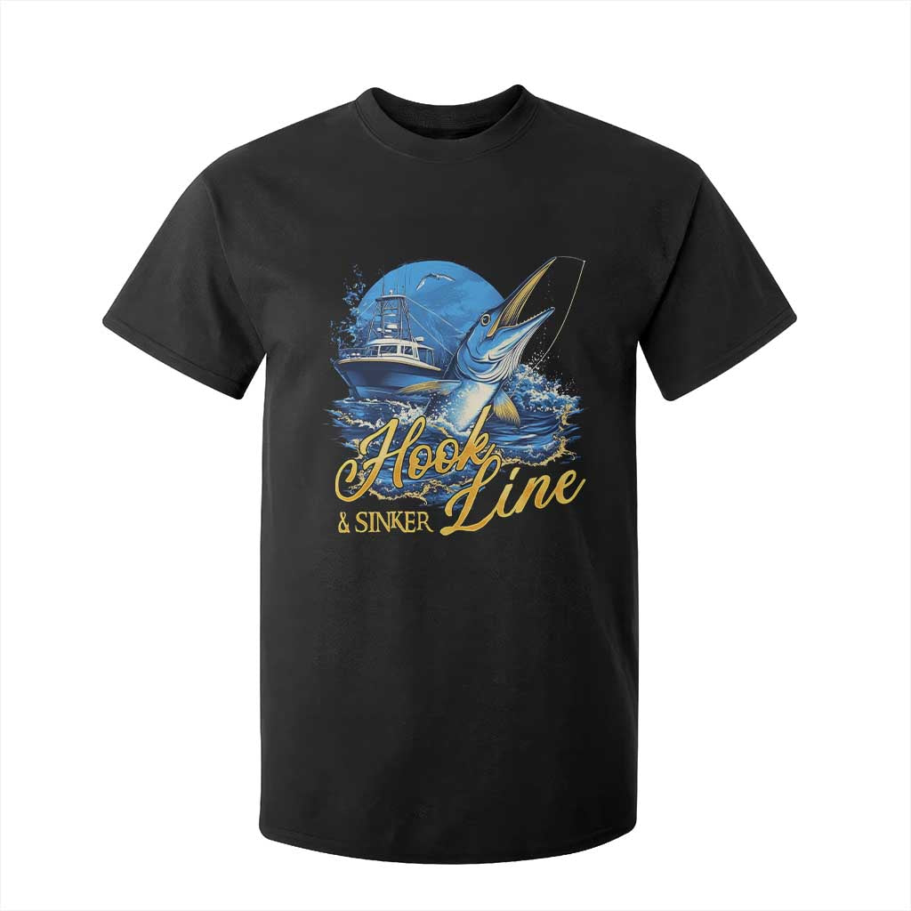 Fishing Boat T Shirt For Kid Hook Line and Sinker TS09 Black Print Your Wear