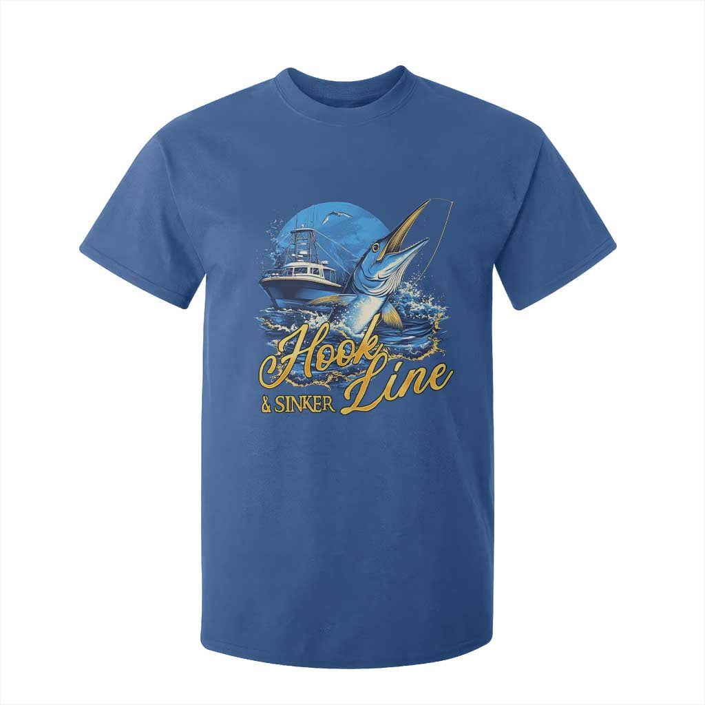 Fishing Boat T Shirt For Kid Hook Line and Sinker TS09 Royal Blue Print Your Wear