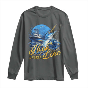 Fishing Boat Long Sleeve Shirt Hook Line and Sinker TS09 Dark Heather Print Your Wear