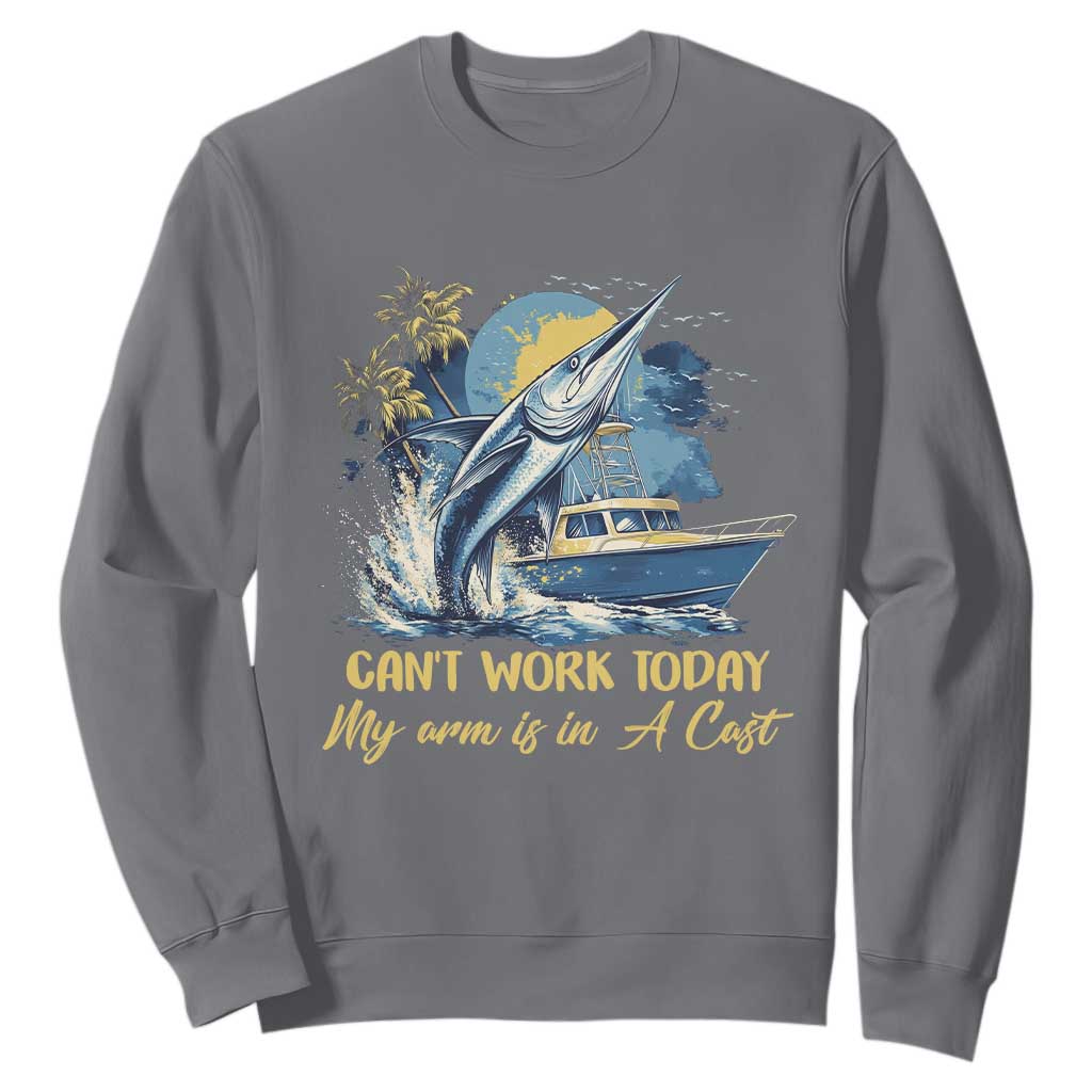 Fishing Boat Sweatshirt Fish More Worry Less TS09 Charcoal Print Your Wear