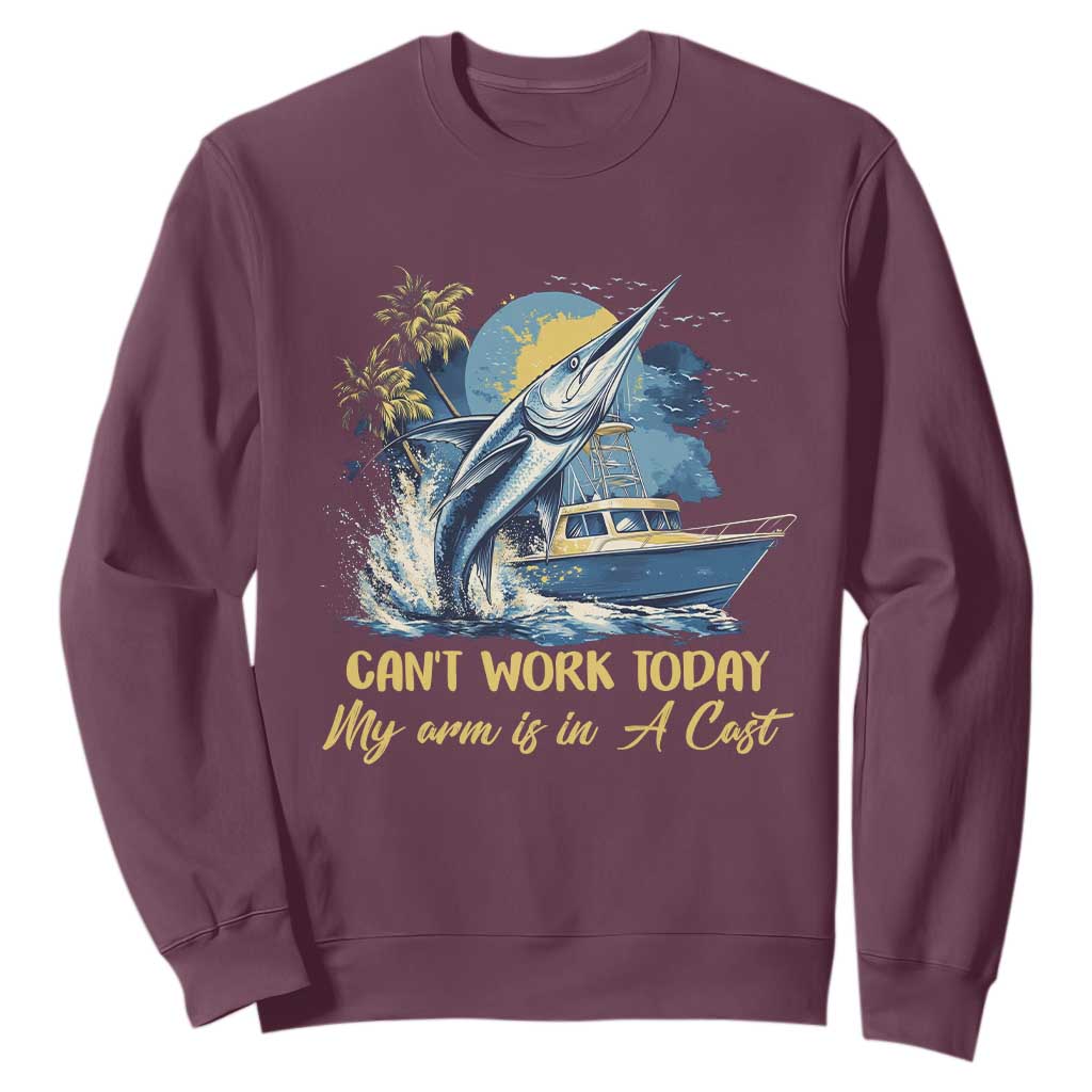 Fishing Boat Sweatshirt Fish More Worry Less TS09 Maroon Print Your Wear