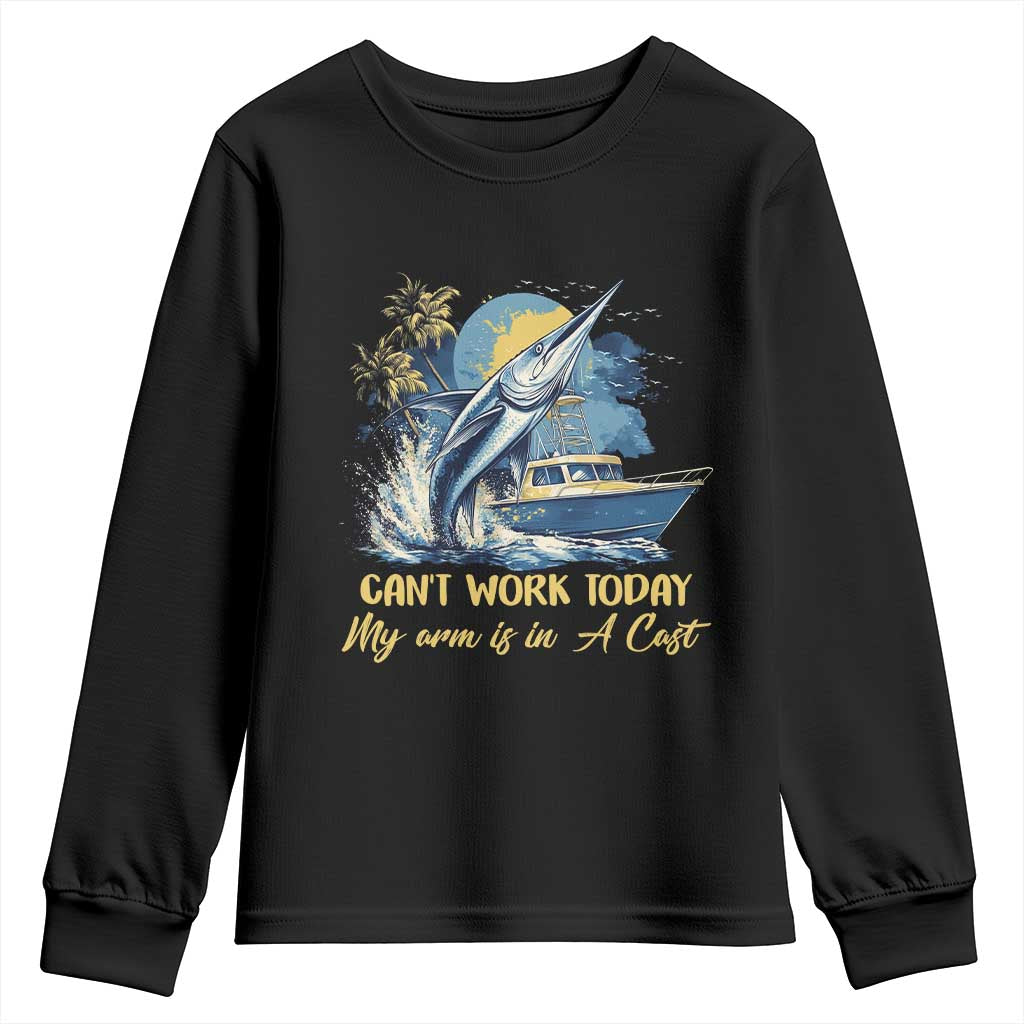Fishing Boat Youth Sweatshirt Fish More Worry Less TS09 Black Print Your Wear