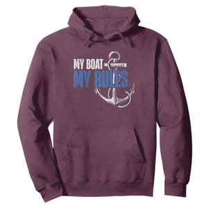 I'm The Captain Hoodie My Boat My Rules TS09 Maroon Print Your Wear