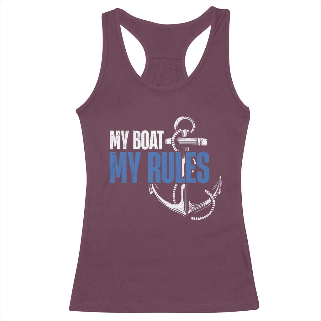 I'm The Captain Racerback Tank Top My Boat My Rules TS09 Maroon Print Your Wear