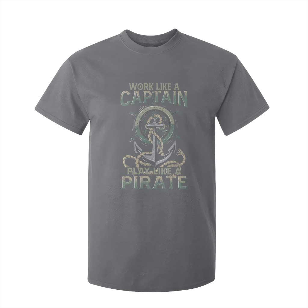 Funny Work Like A Captain T Shirt For Kid Play Like A Pirate TS09 Charcoal Print Your Wear