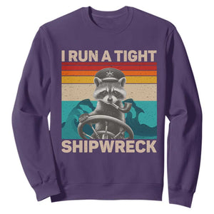 Funny Raccoon Captain Sweatshirt I Run A Tight Shipwreck TS09 Purple Print Your Wear