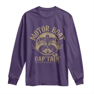 Funny Raccoon Motor Boat Captain Long Sleeve Shirt TS09 Purple Print Your Wear