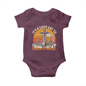 It's A Good Day To Drink On A Boat Baby Onesie Retro Sunset TS09 Maroon Print Your Wear