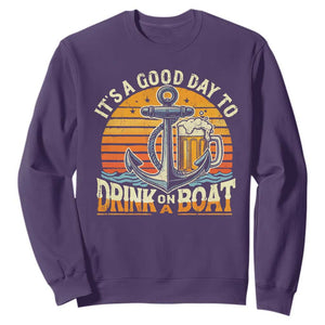 It's A Good Day To Drink On A Boat Sweatshirt Retro Sunset TS09 Purple Print Your Wear