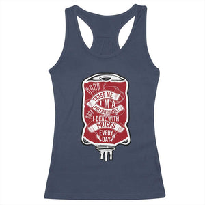 Phlebotomist Racerback Tank Top Trust Me I'm A Phlebotomist I Deal With Pricks Every Day TS09 Navy Print Your Wear