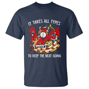 Phlebotomist T Shirt It Takes All Types To Keep The Beat Going TS09 Navy Printyourwear