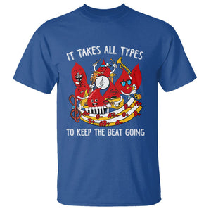 Phlebotomist T Shirt It Takes All Types To Keep The Beat Going TS09 Royal Blue Printyourwear