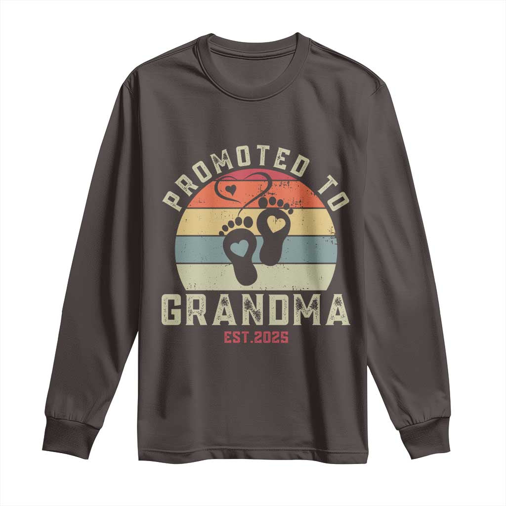 Retro Promoted To Grandma est 2025 Long Sleeve Shirt TS09 Dark Chocolate Print Your Wear