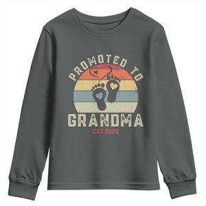 Retro Promoted To Grandma est 2025 Youth Sweatshirt TS09 Dark Heather Print Your Wear