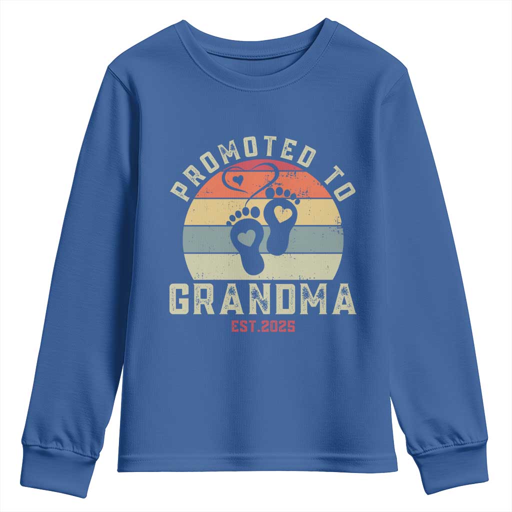 Retro Promoted To Grandma est 2025 Youth Sweatshirt TS09 Royal Blue Print Your Wear