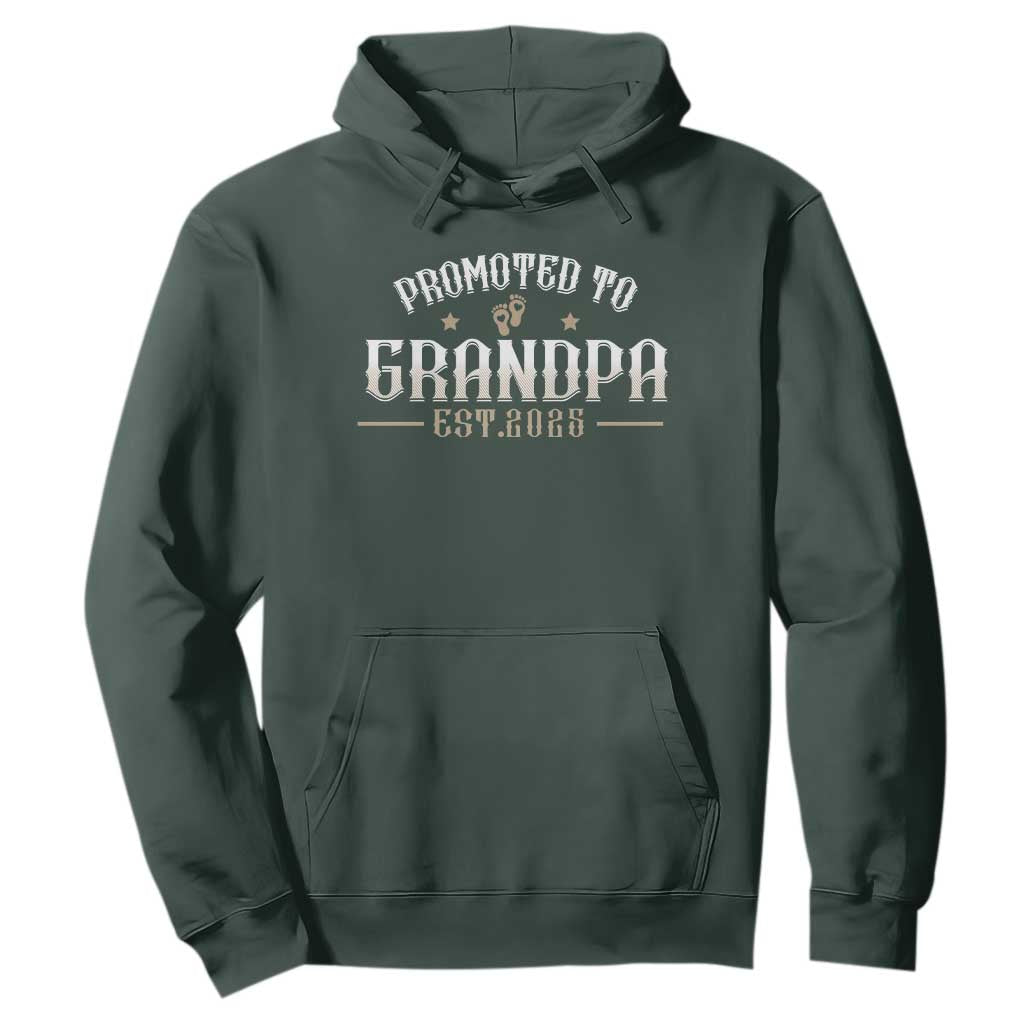 Retro Promoted To Grandpa est 2025 Hoodie TS09 Dark Forest Green Print Your Wear