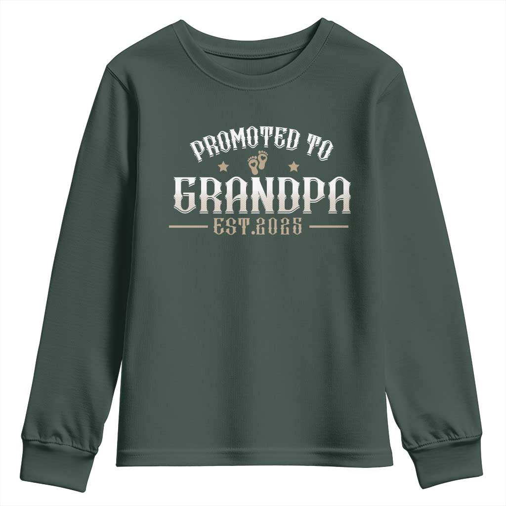 Retro Promoted To Grandpa est 2025 Youth Sweatshirt TS09 Dark Forest Green Print Your Wear