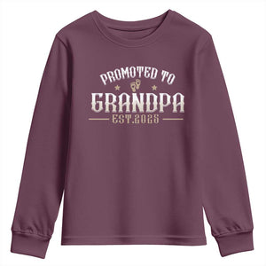 Retro Promoted To Grandpa est 2025 Youth Sweatshirt TS09 Maroon Print Your Wear