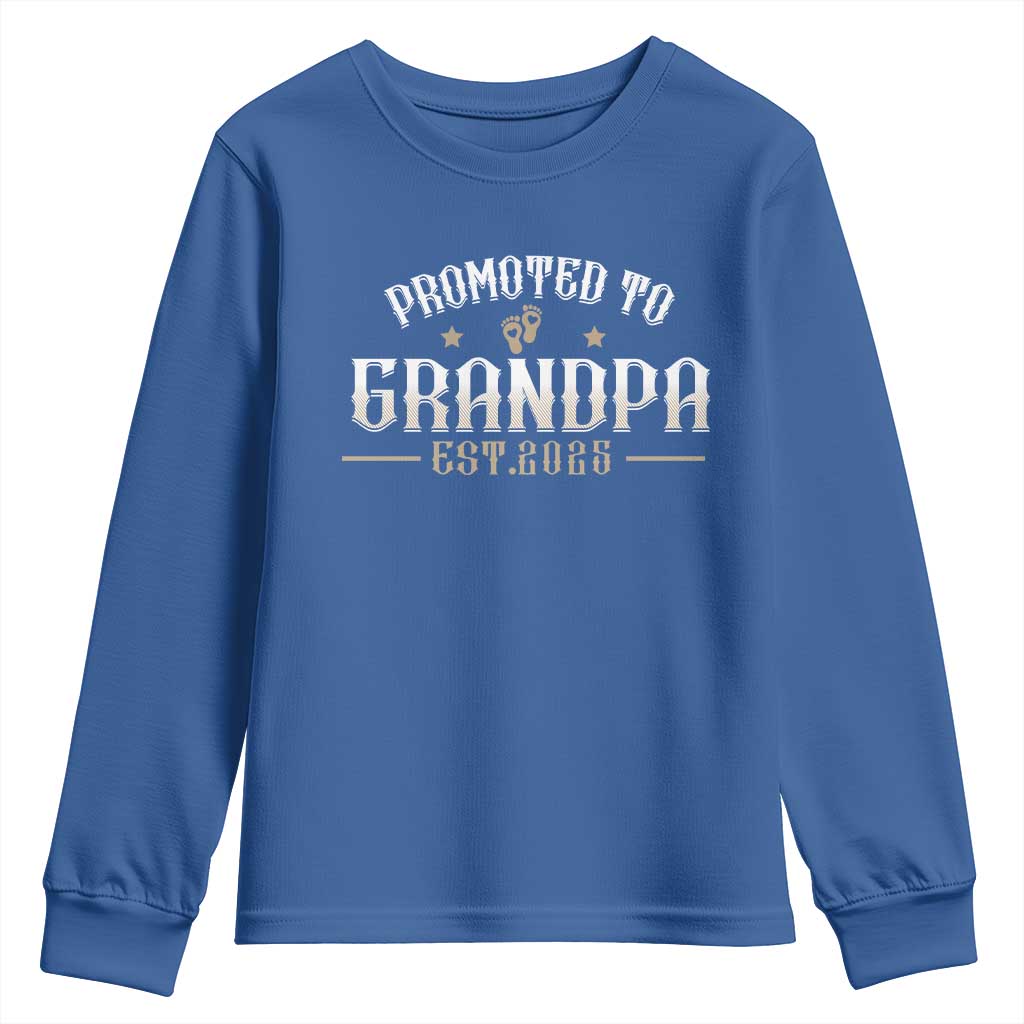 Retro Promoted To Grandpa est 2025 Youth Sweatshirt TS09 Royal Blue Print Your Wear