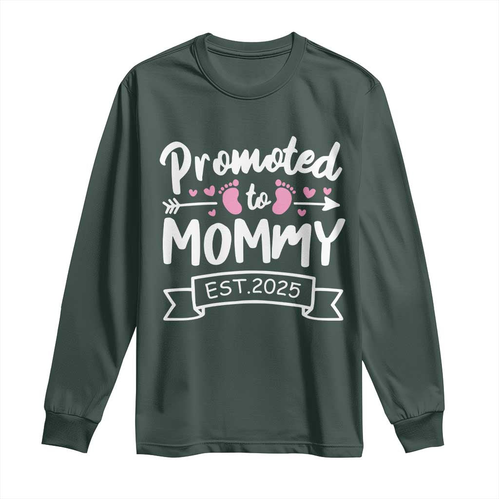 Promoted To Mommy Est 2025 Long Sleeve Shirt TS09 Dark Forest Green Print Your Wear