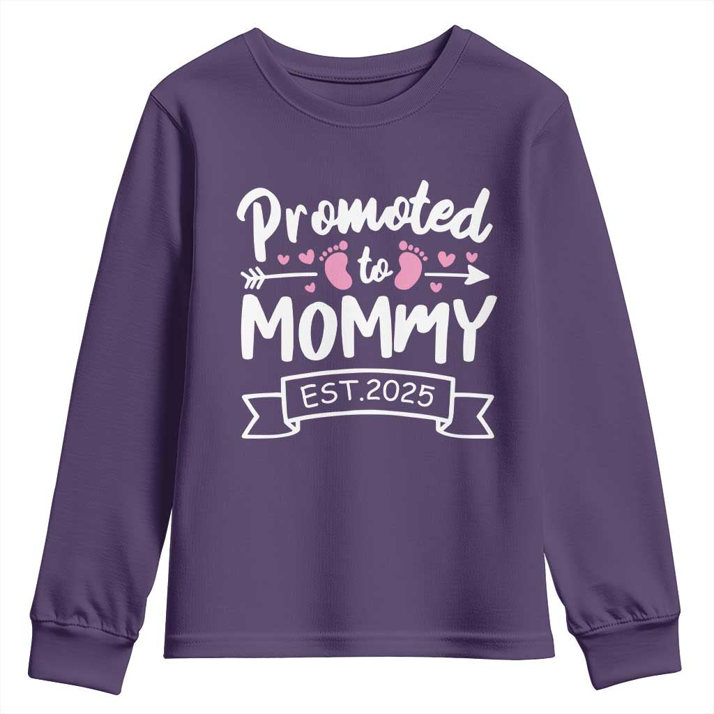 Promoted To Mommy Est 2025 Youth Sweatshirt TS09 Purple Print Your Wear