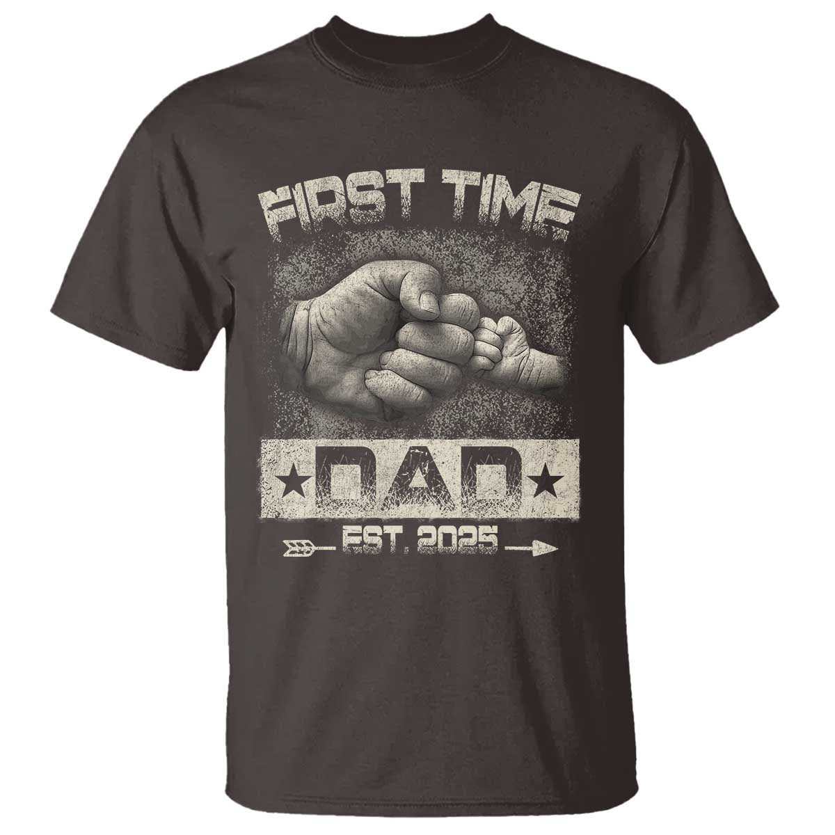 First Time Dad Est 2025 T Shirt TS09 Dark Chocolate Print Your Wear