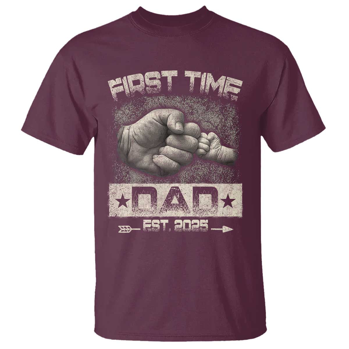 First Time Dad Est 2025 T Shirt TS09 Maroon Print Your Wear
