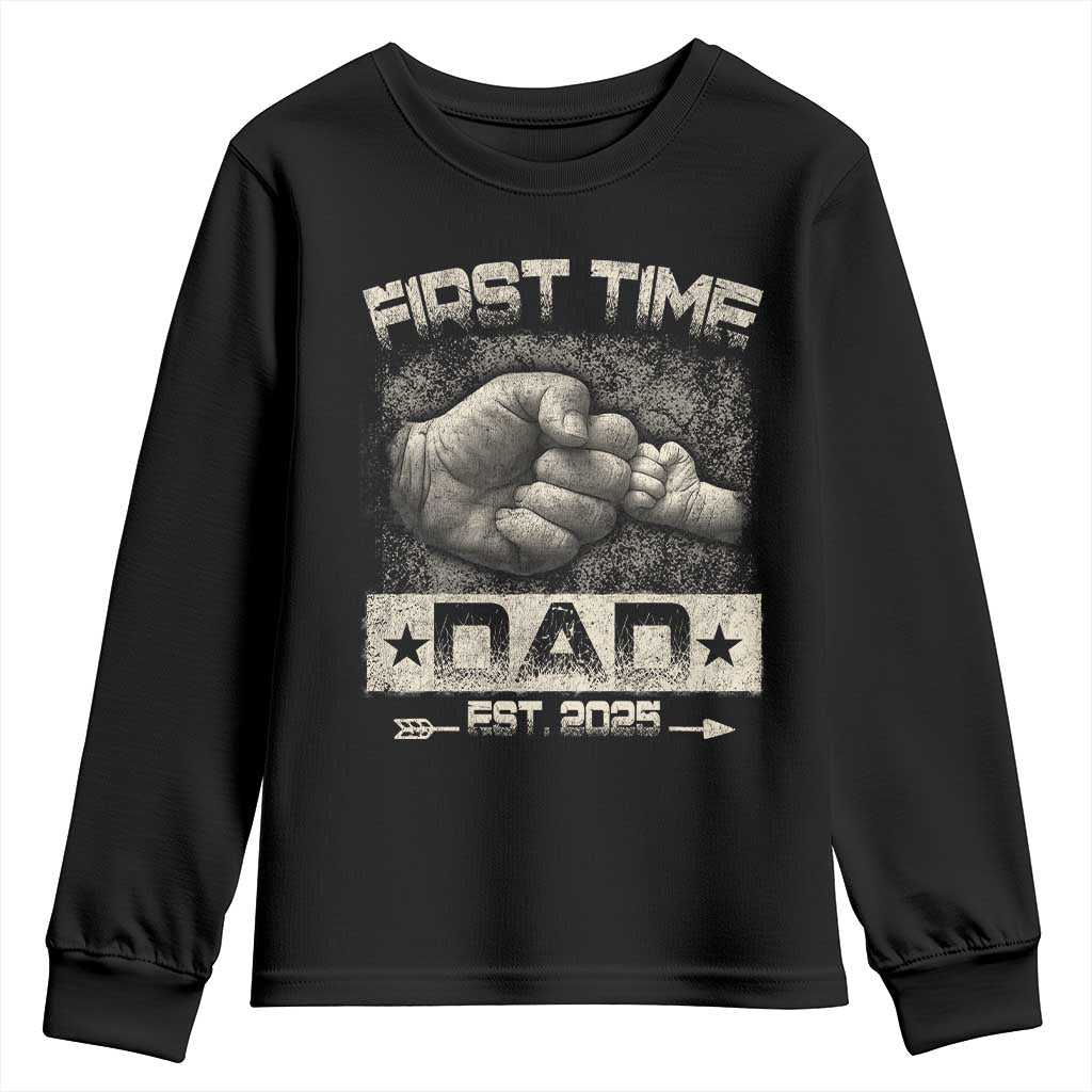First Time Dad Est 2025 Youth Sweatshirt TS09 Black Print Your Wear