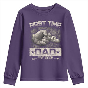 First Time Dad Est 2025 Youth Sweatshirt TS09 Purple Print Your Wear