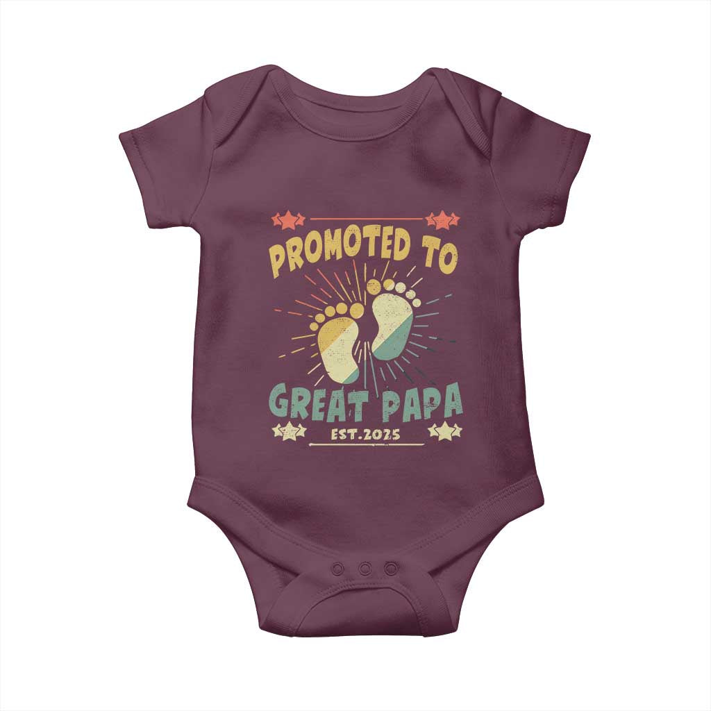 New Dad 2025 Baby Onesie Promoted to Great Papa TS09 Maroon Print Your Wear