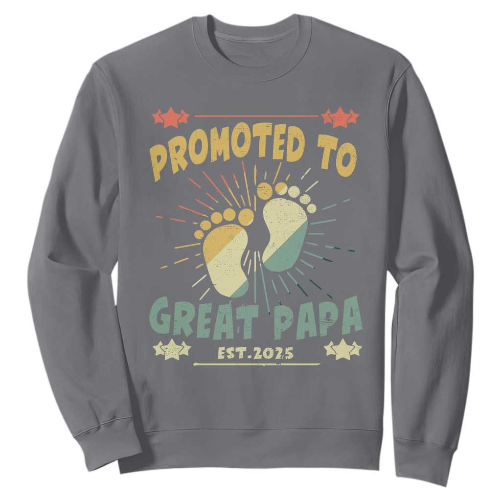 New Dad 2025 Sweatshirt Promoted to Great Papa TS09 Charcoal Print Your Wear