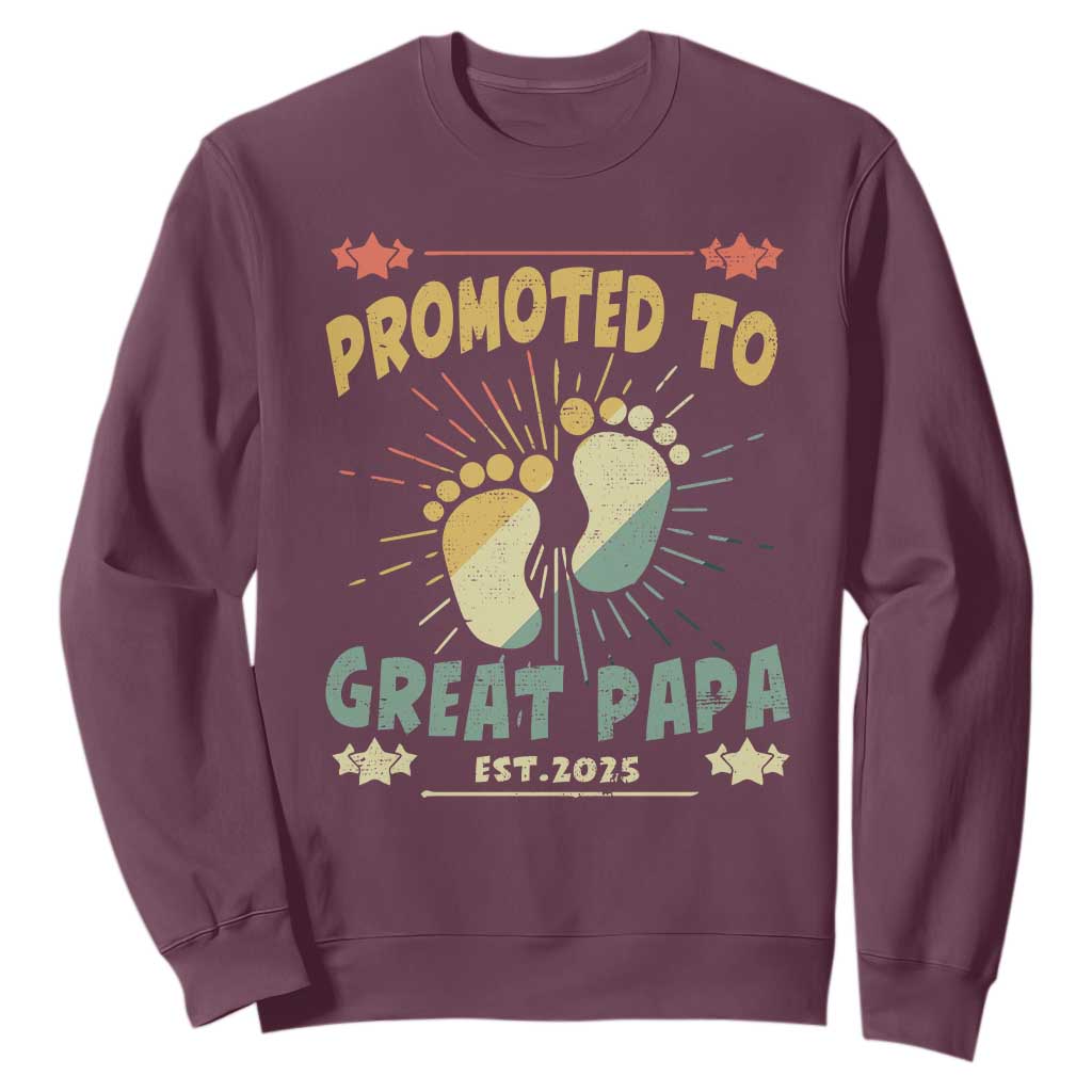 New Dad 2025 Sweatshirt Promoted to Great Papa TS09 Maroon Print Your Wear