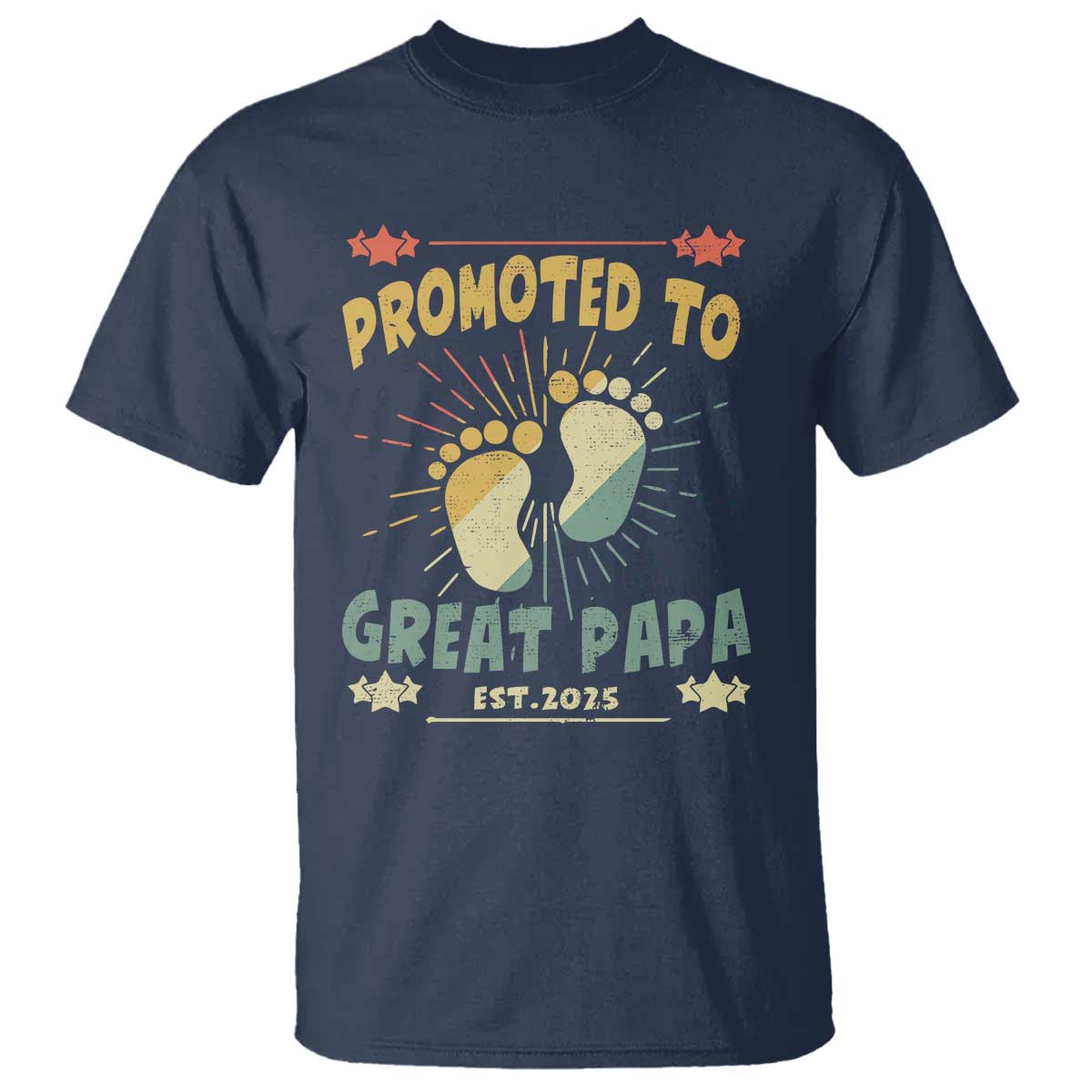 New Dad 2025 T Shirt Promoted to Great Papa TS09 Navy Print Your Wear