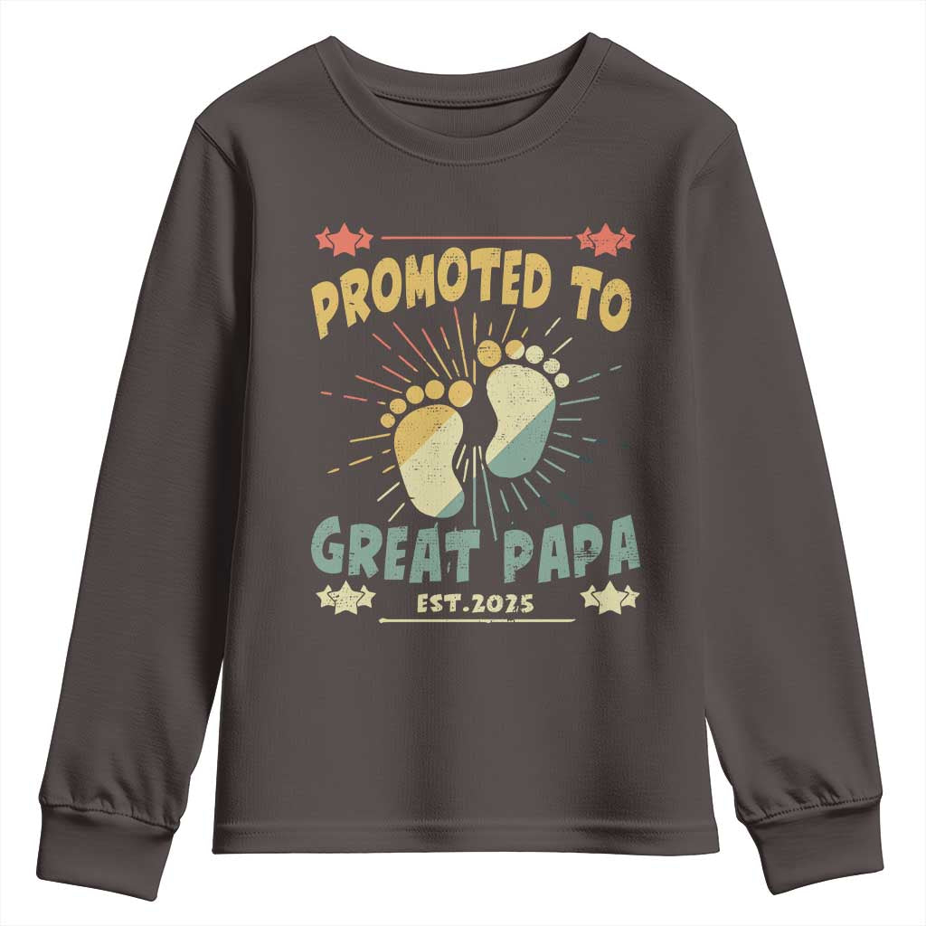 New Dad 2025 Youth Sweatshirt Promoted to Great Papa TS09 Dark Chocolate Print Your Wear
