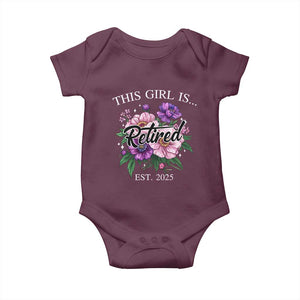 This Girl Is Retired Est 2025 Baby Onesie TS09 Maroon Print Your Wear