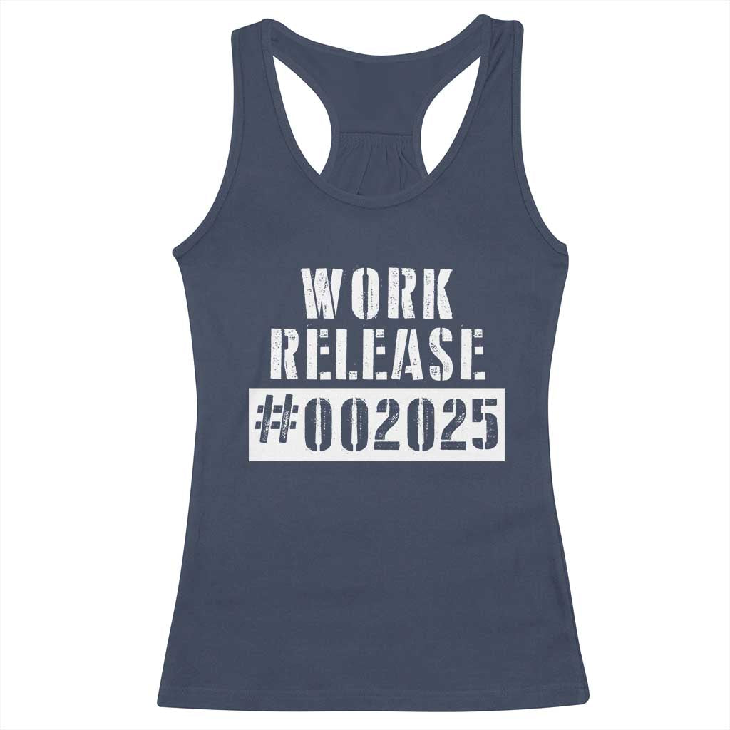 Funny Retirement 2025 Racerback Tank Top Work Release TS09 Navy Print Your Wear