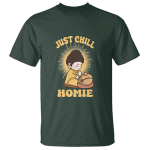 Funny Buddhism T Shirt Just Chill Homie Cute Baby Buddha TS09 Dark Forest Green Printyourwear