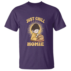 Funny Buddhism T Shirt Just Chill Homie Cute Baby Buddha TS09 Purple Printyourwear