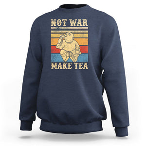 Funny Buddhism Sweatshirt Make Tea Not War Buddha TS09 Navy Printyourwear