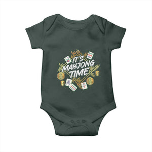 It's Mahjong Time Gambling Chinese Game Baby Onesie TS09 Dark Forest Green Print Your Wear