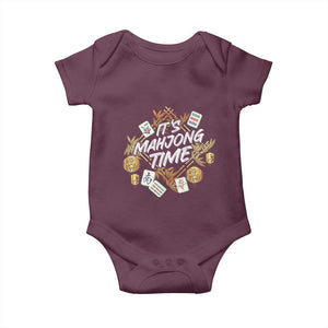 It's Mahjong Time Gambling Chinese Game Baby Onesie TS09 Maroon Print Your Wear