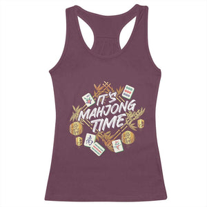 It's Mahjong Time Gambling Chinese Game Racerback Tank Top TS09 Maroon Print Your Wear