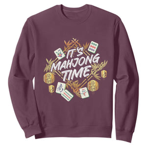 It's Mahjong Time Gambling Chinese Game Sweatshirt TS09 Maroon Print Your Wear