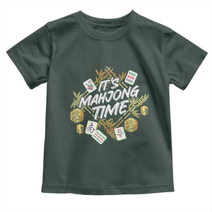 It's Mahjong Time Gambling Chinese Game Toddler T Shirt TS09 Dark Forest Green Print Your Wear