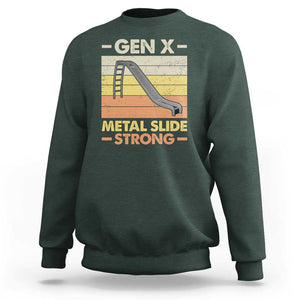 Funny Gen X Sweatshirt Metal Slide Strong Retro TS09 Dark Forest Green Print Your Wear