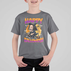 Funny Kamala Halloween T Shirt For Kid Happy Kalloween Harris Witch TS09 Charcoal Print Your Wear