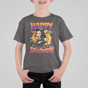 Funny Kamala Halloween T Shirt For Kid Happy Kalloween Harris Witch TS09 Dark Chocolate Print Your Wear