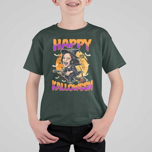 Funny Kamala Halloween T Shirt For Kid Happy Kalloween Harris Witch TS09 Dark Forest Green Print Your Wear