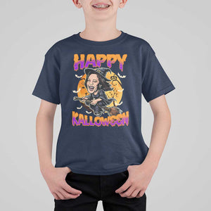 Funny Kamala Halloween T Shirt For Kid Happy Kalloween Harris Witch TS09 Navy Print Your Wear